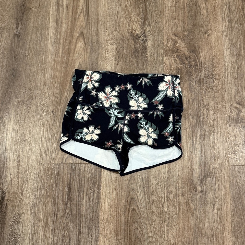 Vuori Black Floral Athletic Shorts
